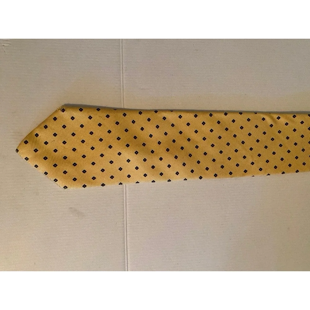 Stackpole Moore Tryon Hartford Mens Gold Blue Diamond Silk Tie Vintage Hand Sewn